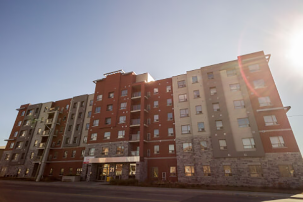 An exterior view of the student housing property in Waterloo, Ontario.